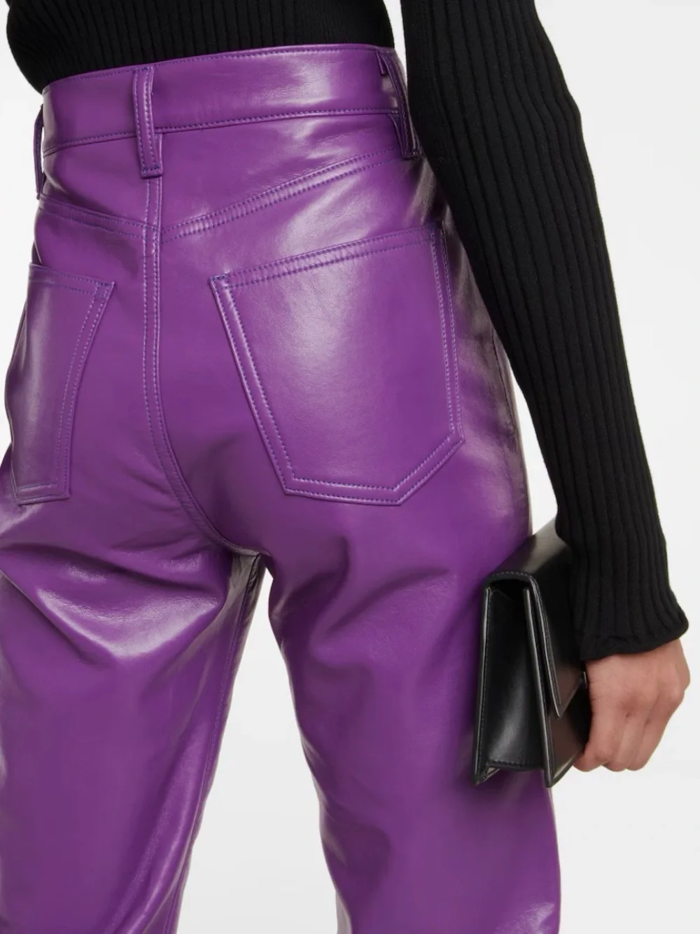 Agolde Purple Recycled Leather Straight-Leg Pants